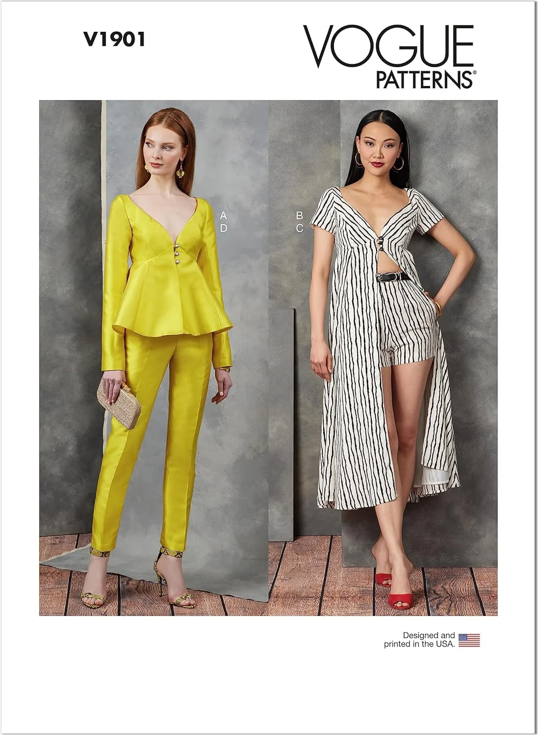 الگوهای Vogue V1901A5 لباس ورزشی زنانه A5 (6-8-10-12-14)