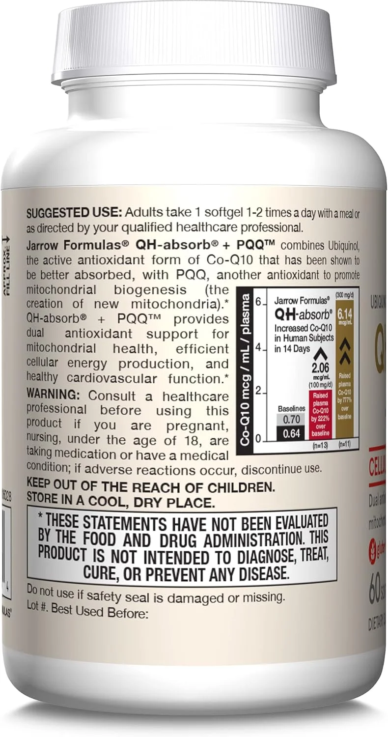 مکمل غذایی Jarrow Formulas QH-Absorb + PQQ - پشتیبانی از بیوژنز میتوکندری، تولید انرژی و سلامت قلب و عروق - بدون گلوتن - تا 60 سروینگ (سافت ژل) (بسته بندی ممکن است متفاوت باشد) مکمل غذایی Jarrow Formulas QH-Absorb + PQQ - پشتیبانی از بیوژنز میتوکندری، تولید انرژی و سلامت قلب و عروق - بدون گلوتن - تا 60 سروینگ (سافت ژل) (بسته بندی ممکن است متفاوت باشد)