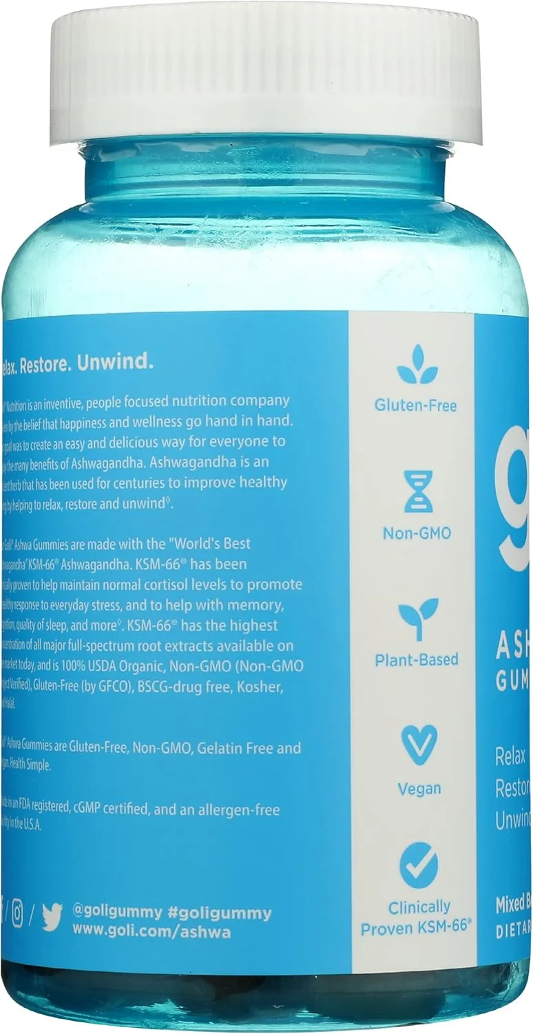 آشواگاندا گومی های گولی نوتریشن با طعم توت مخلوط، مکمل غذایی، 60 عدد