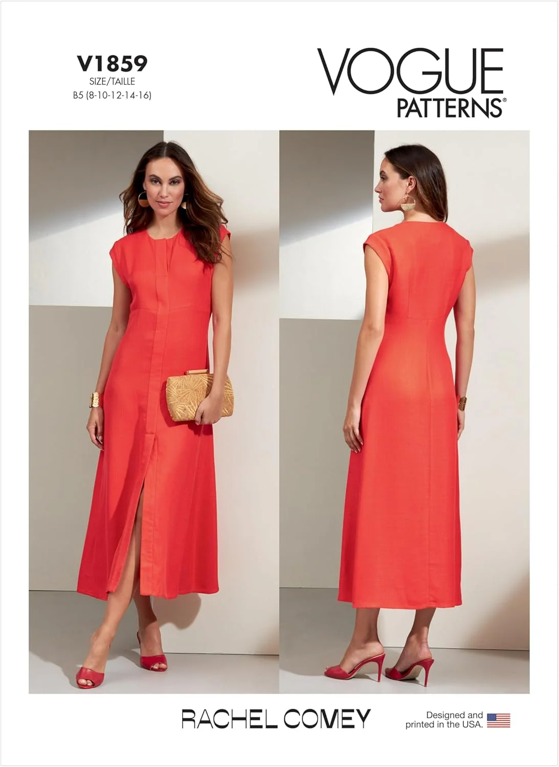 الگوهای Vogue V1859B5 لباس زنانه B5 (8-10-12-14-16)