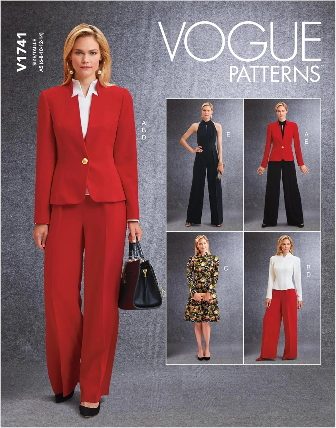 الگوهای Vogue V1741A5 لباس ورزشی زنانه، سفید، A5 (6-8-10-12-14)