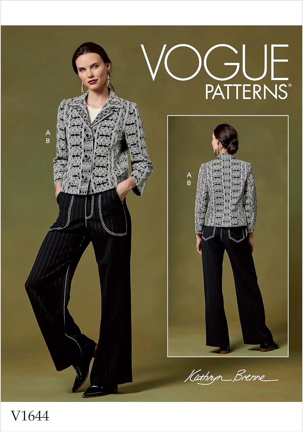 الگوهای Vogue - V1644A5 - لباس زنانه > کت و شلوار و ست لباس زنانه > شلوار، سرهمی و شورت زنانه > ژاکت و جلیقه زنانه، کاغذی، سفید، متنوع