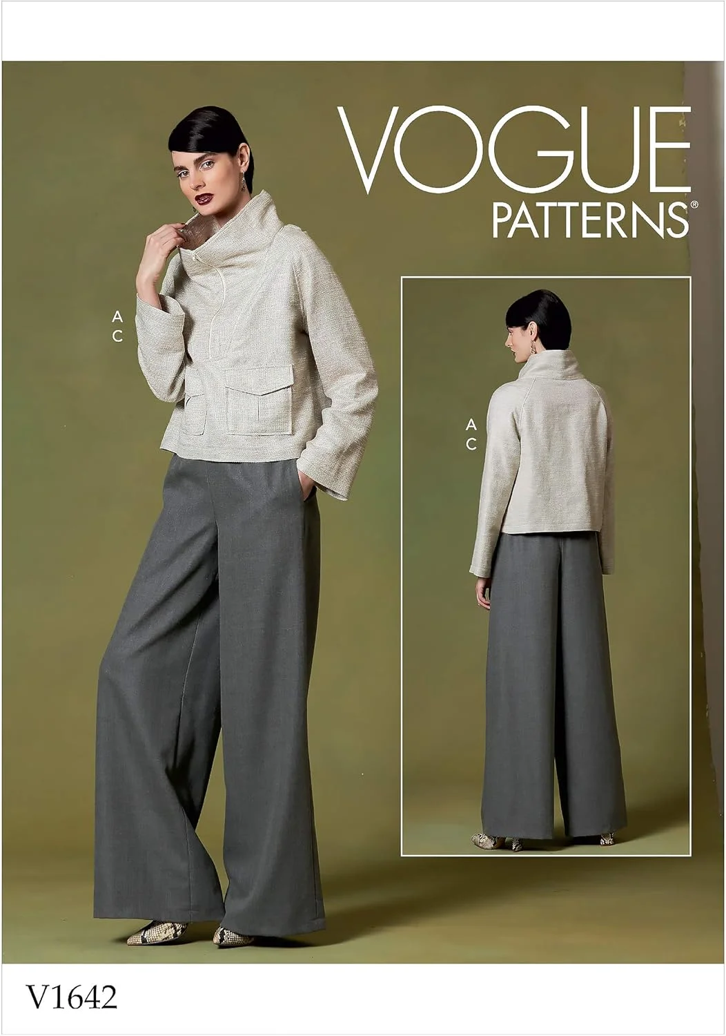 الگوهای Vogue V1642Y پیراهن و شلوار زنانه آسان سایز 4-14، سفید