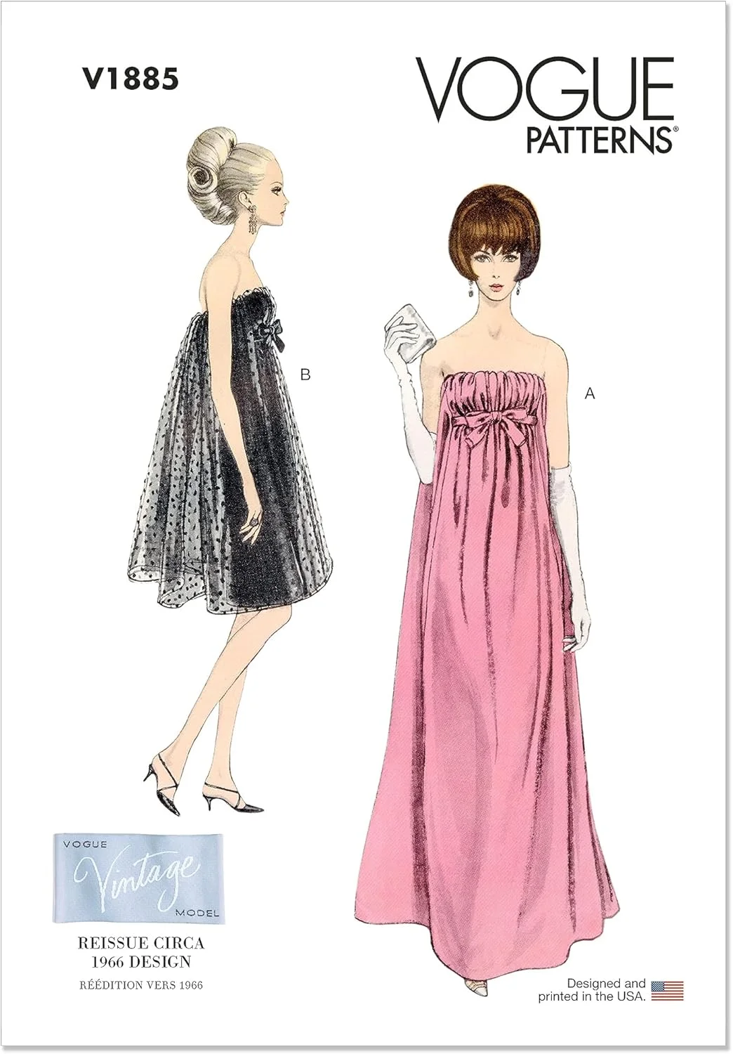 الگوهای Vogue - لباس مجلسی زنانه، خیاطی چند رنگ، 2 تکه