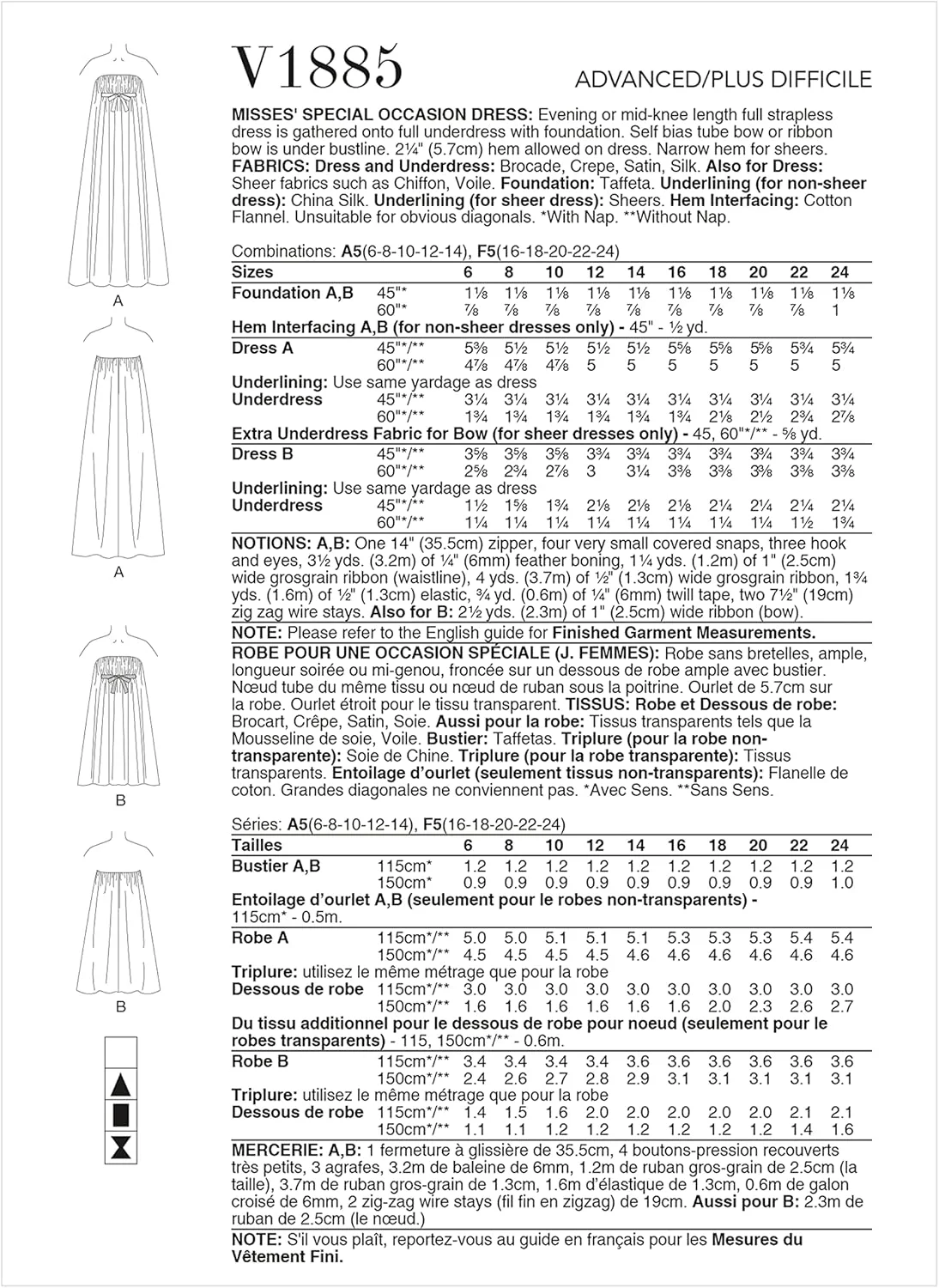 الگوهای Vogue - لباس مجلسی زنانه، خیاطی چند رنگ، 2 تکه