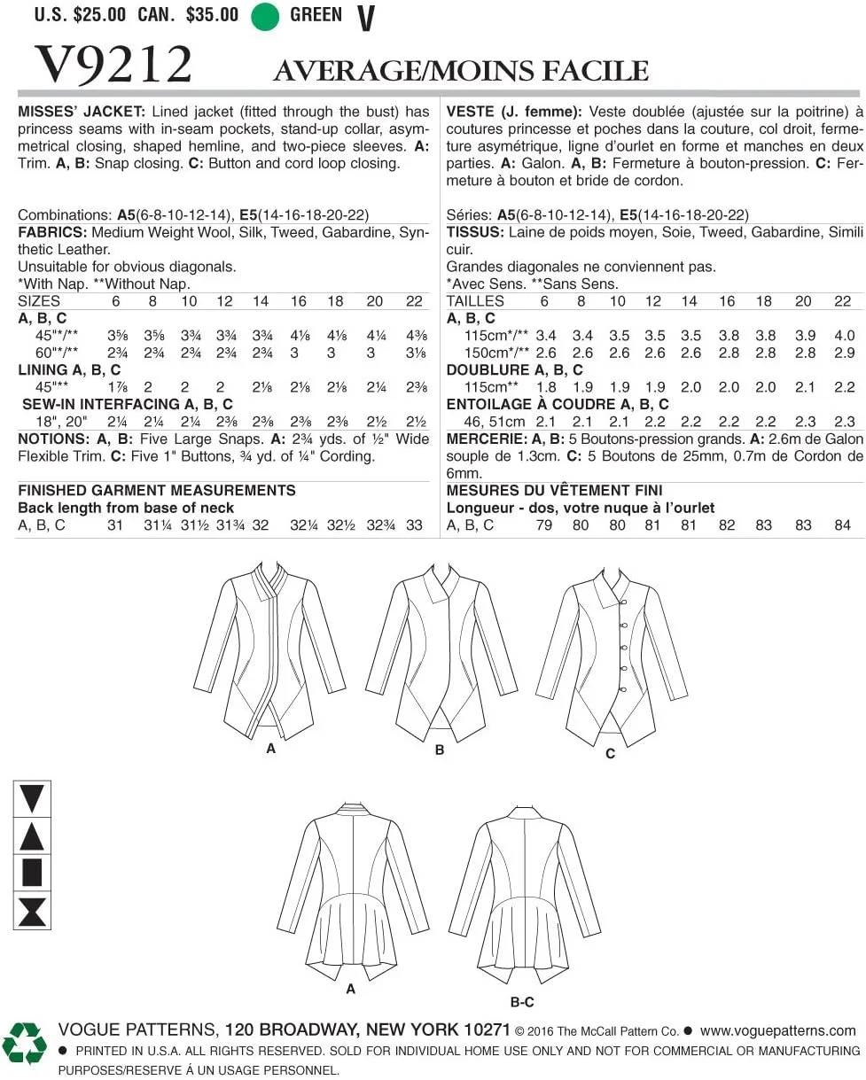 الگوی خیاطی Vogue Muster V9212
