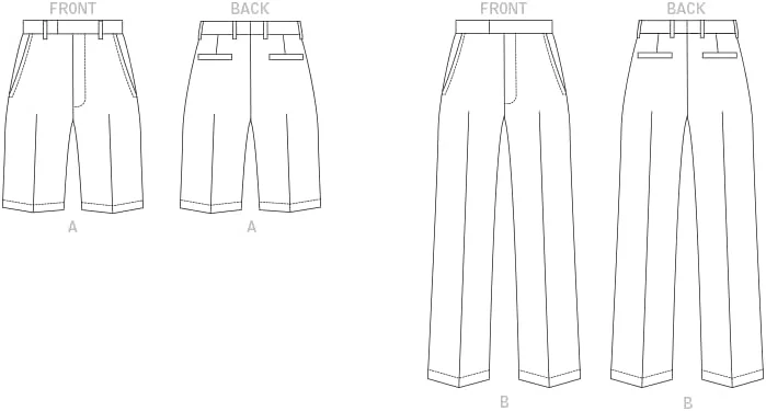 الگوهای خیاطی مردانه وگ: شلوارک، دامن/شلوار چند رنگ 2 تکه