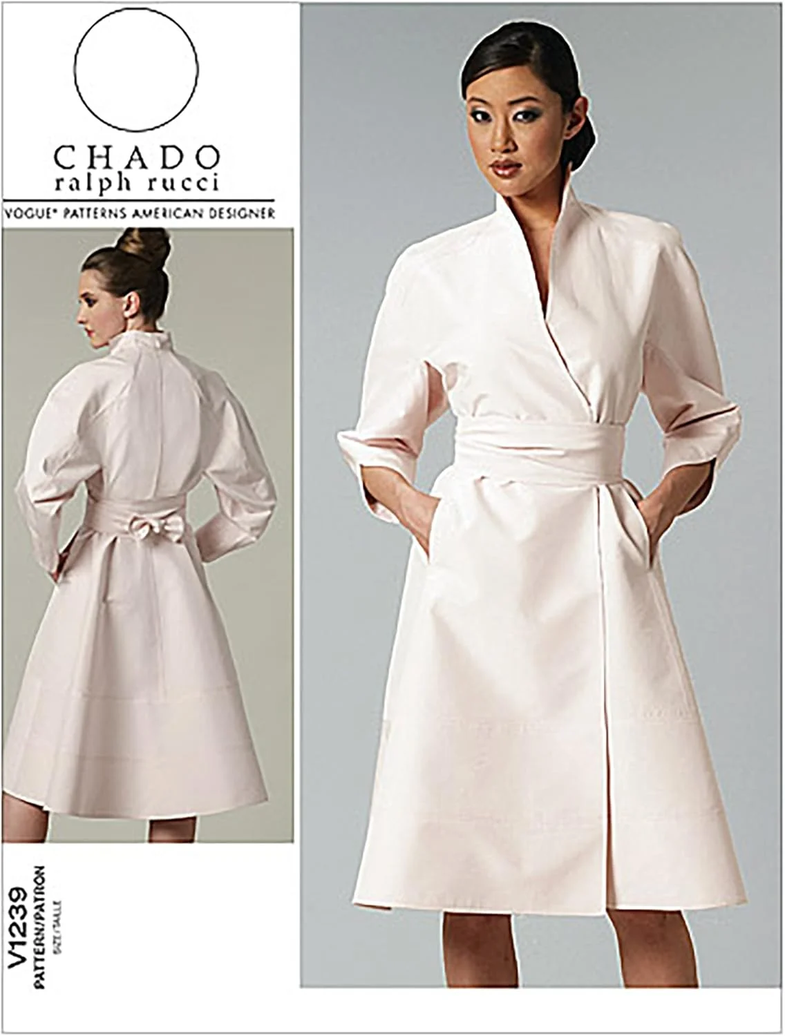 الگوهای VOGUE V1239 لباس زنانه و کمربند، سفید، سایز AA 6-8-10-12