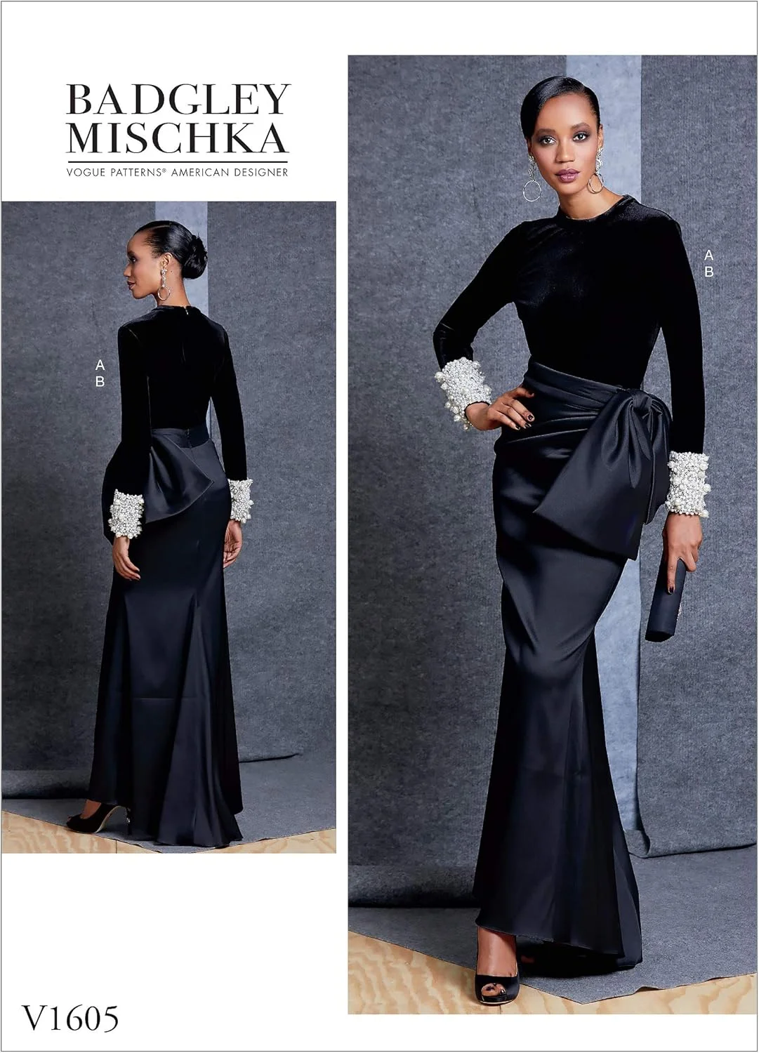 الگوهای Vogue V1605A5 بلوز جذب و دامن پیچ زنانه سایزهای 6-14