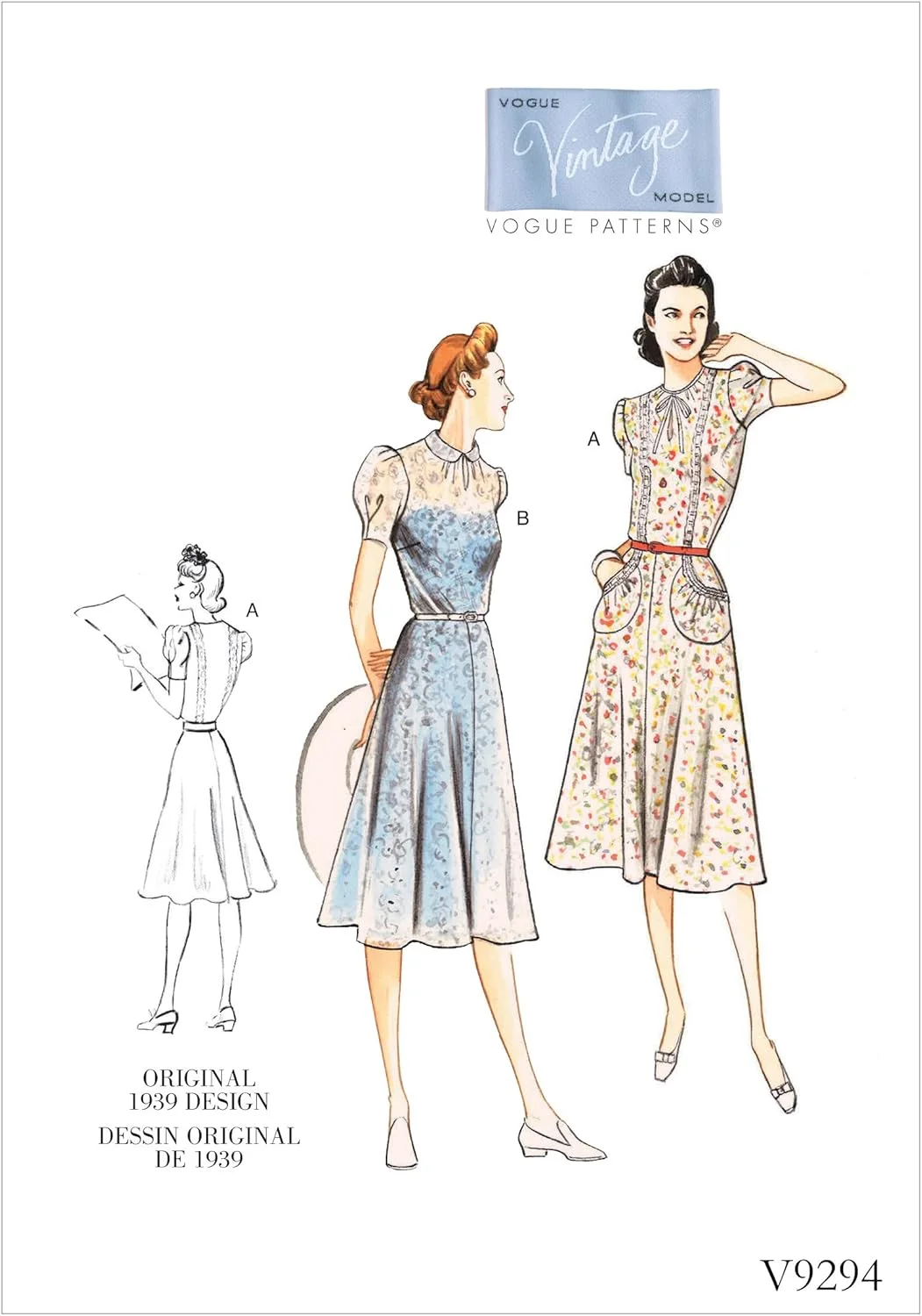 الگوهای Vogue 9294 A5 لباس زنانه، بافت، چند رنگ، 15 x 0.5 x 22 سانتی متر