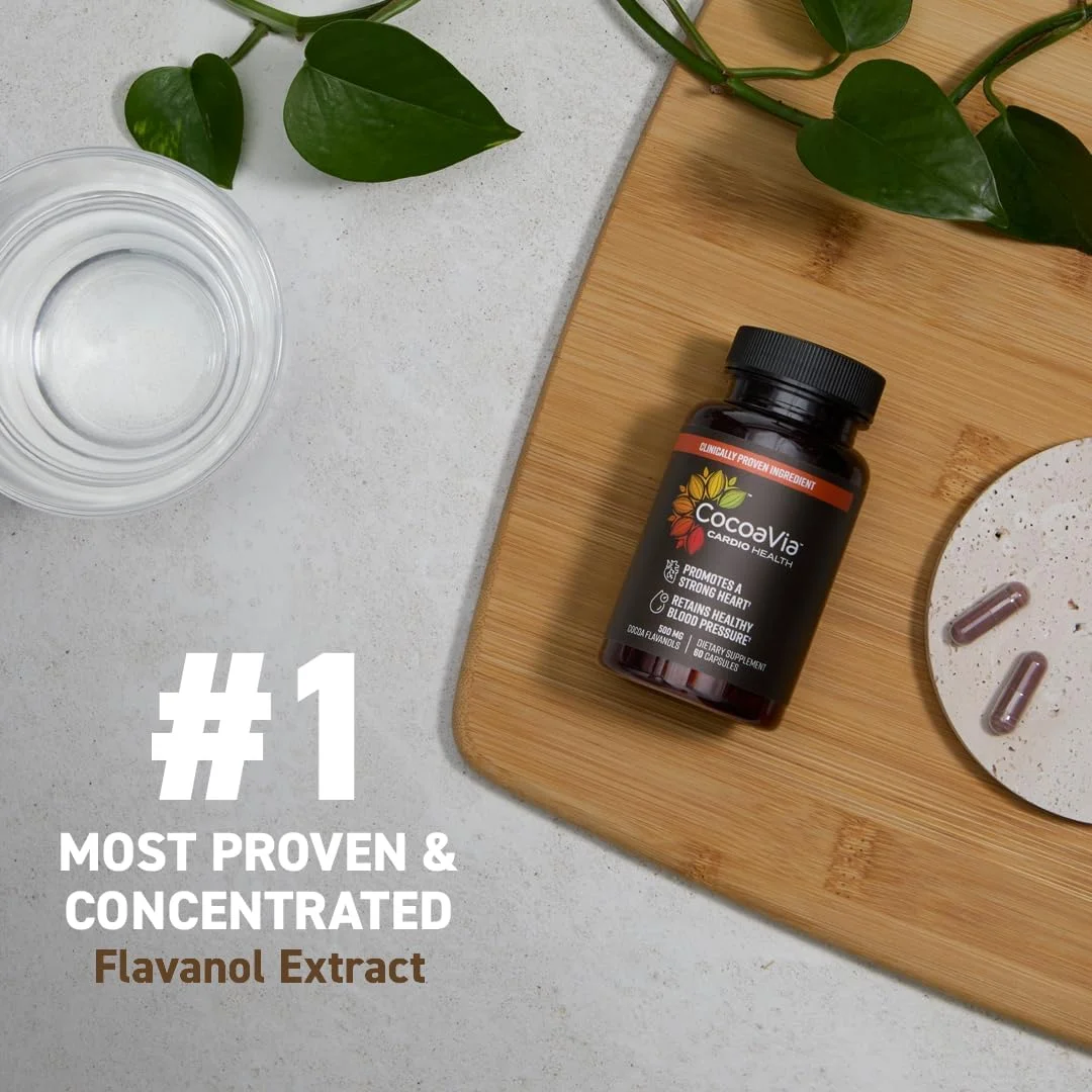 مکمل سلامت قلب CocoaVia، 30 روزه، 500 میلی گرم فلاونول های کاکائو، حمایت از سلامت قلب، افزایش اکسید نیتریک، گردش خون، انرژی، وگان، شکلات تلخ، 60 کپسول مکمل سلامت قلب CocoaVia، 30 روزه، 500 میلی گرم فلاونول های کاکائو، حمایت از سلامت قلب، افزایش اکسید نیتریک، گردش خون، انرژی، وگان، شکلات تلخ، 60 کپسول