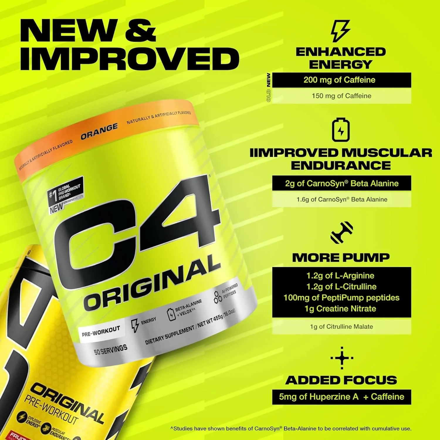 پودر مکمل قبل از تمرین C4 Original Cellucor برای مردان و زنان، افزایش انرژی، استقامت و تمرکز، حاوی کراتین، بتا آلانین، سیترولین، کافئین و تقویت کننده نیتریک اکسید، طعم پرتقال، 50 سروینگ پودر مکمل قبل از تمرین C4 Original Cellucor برای مردان و زنان، افزایش انرژی، استقامت و تمرکز، حاوی کراتین، بتا آلانین، سیترولین، کافئین و تقویت کننده نیتریک اکسید، طعم پرتقال، 50 سروینگ