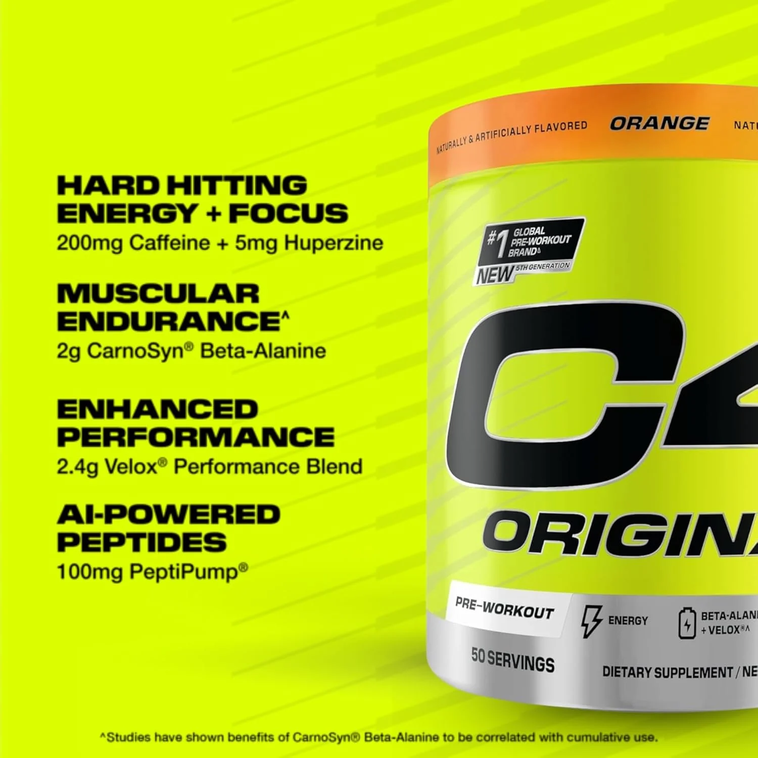پودر مکمل قبل از تمرین C4 Original Cellucor برای مردان و زنان، افزایش انرژی، استقامت و تمرکز، حاوی کراتین، بتا آلانین، سیترولین، کافئین و تقویت کننده نیتریک اکسید، طعم پرتقال، 50 سروینگ پودر مکمل قبل از تمرین C4 Original Cellucor برای مردان و زنان، افزایش انرژی، استقامت و تمرکز، حاوی کراتین، بتا آلانین، سیترولین، کافئین و تقویت کننده نیتریک اکسید، طعم پرتقال، 50 سروینگ