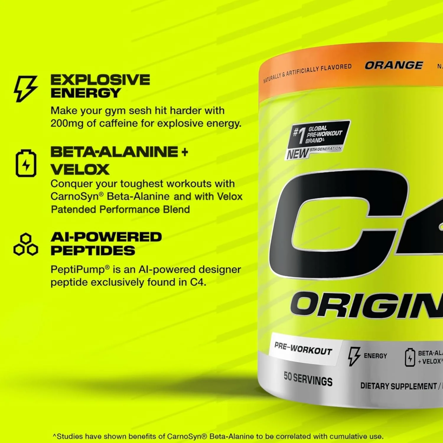 پودر مکمل قبل از تمرین C4 Original Cellucor برای مردان و زنان، افزایش انرژی، استقامت و تمرکز، حاوی کراتین، بتا آلانین، سیترولین، کافئین و تقویت کننده نیتریک اکسید، طعم پرتقال، 50 سروینگ پودر مکمل قبل از تمرین C4 Original Cellucor برای مردان و زنان، افزایش انرژی، استقامت و تمرکز، حاوی کراتین، بتا آلانین، سیترولین، کافئین و تقویت کننده نیتریک اکسید، طعم پرتقال، 50 سروینگ