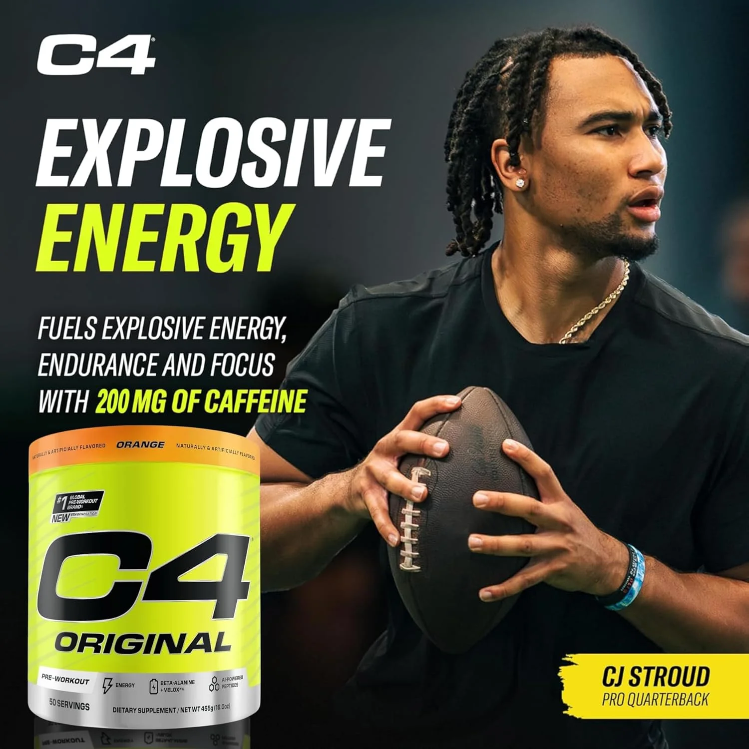 پودر مکمل قبل از تمرین C4 Original Cellucor برای مردان و زنان، انرژی، استقامت و تمرکز، حاوی کراتین، بتا آلانین، سیترولین، کافئین و تقویت کننده نیتریک اکسید، طعم پرتقال، 50 سروینگ پودر مکمل قبل از تمرین C4 Original Cellucor برای مردان و زنان، انرژی، استقامت و تمرکز، حاوی کراتین، بتا آلانین، سیترولین، کافئین و تقویت کننده نیتریک اکسید، طعم پرتقال، 50 سروینگ