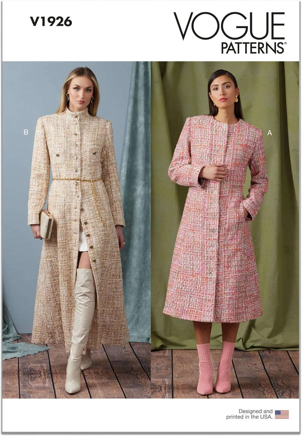 کیت خیاطی پالتو زنانه Vogue Patterns، کد طراحی V1926، سایزهای 18-20-22-24-26