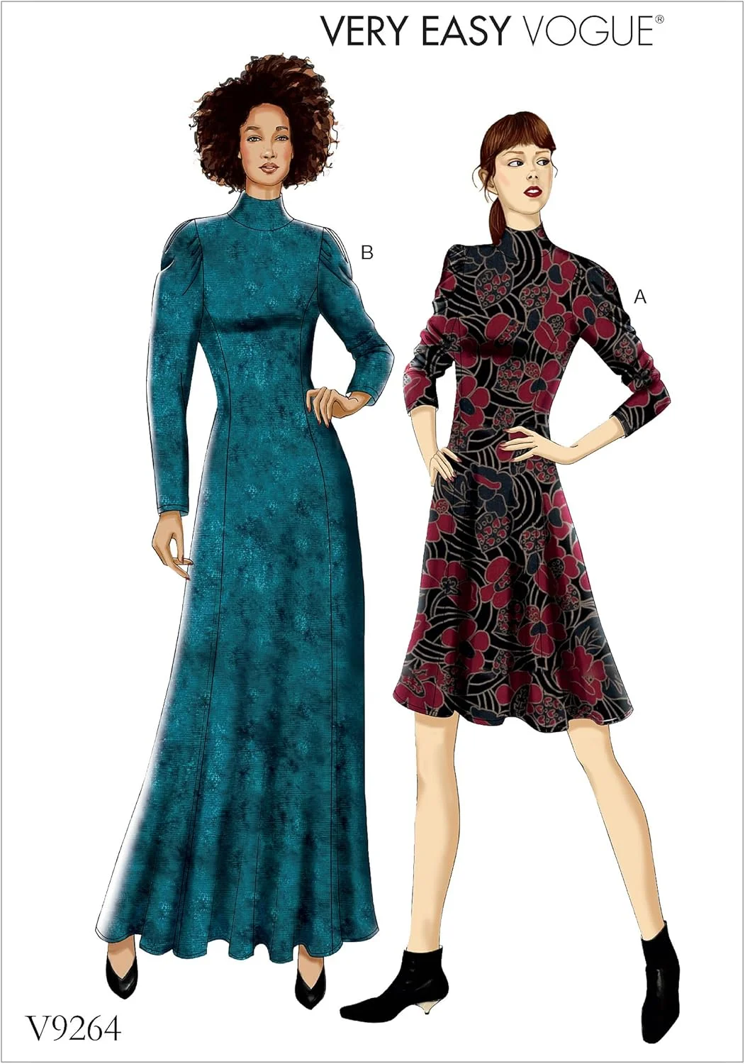 الگوهای Vogue 9264 A5، لباس زنانه سایز کوچک، سایزهای 6-14، کاغذی، چند رنگ، 15 x 0.5 x 22 سانتی متر