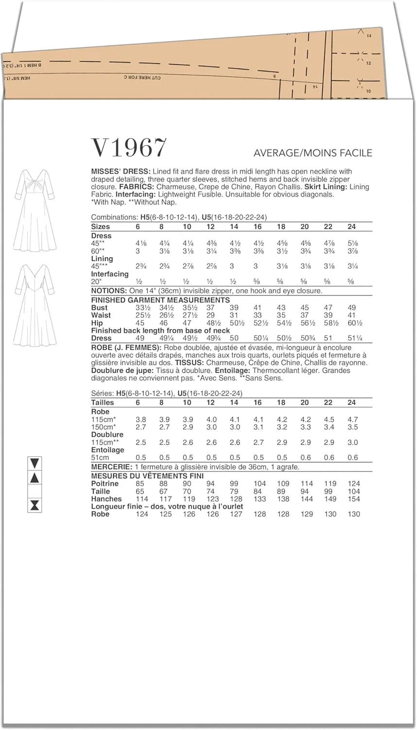 الگوهای Vogue - کیت خیاطی لباس مجلسی زنانه مدل Fit and Flare اثر ریچل کومی، کد طراحی V1967، سایزهای 16-18-20-22-24