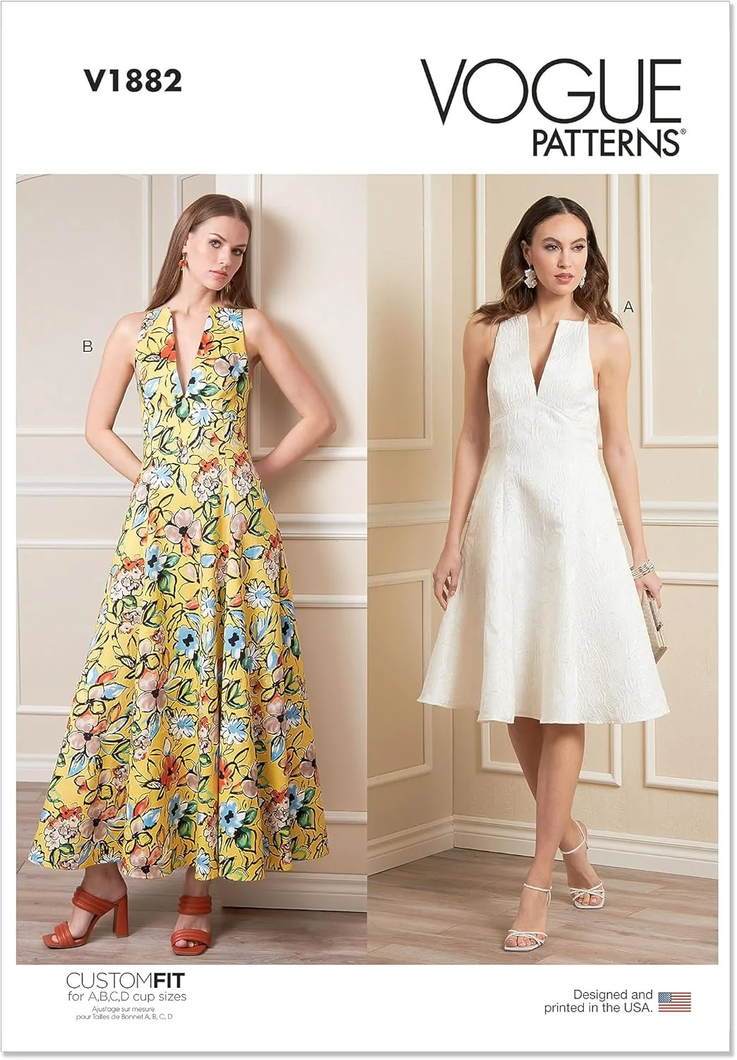 الگوهای خیاطی ووگ، لباس زنانه چند رنگ، 2 تکه