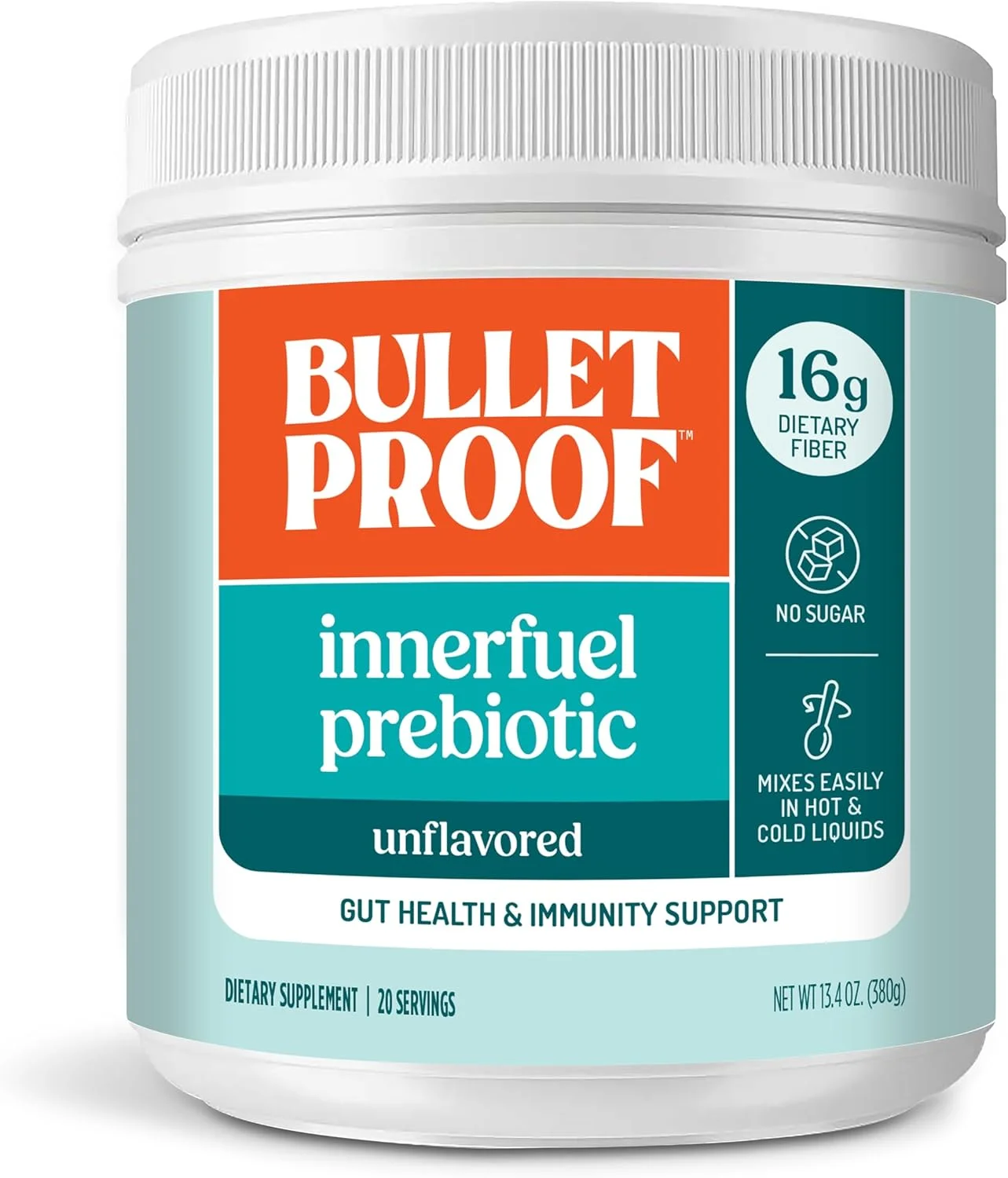 پودر پری بیوتیک گیاهی Bulletproof Inner Fuel برای تغذیه باکتری های مفید روده، سلامت دستگاه گوارش و تقویت سیستم ایمنی