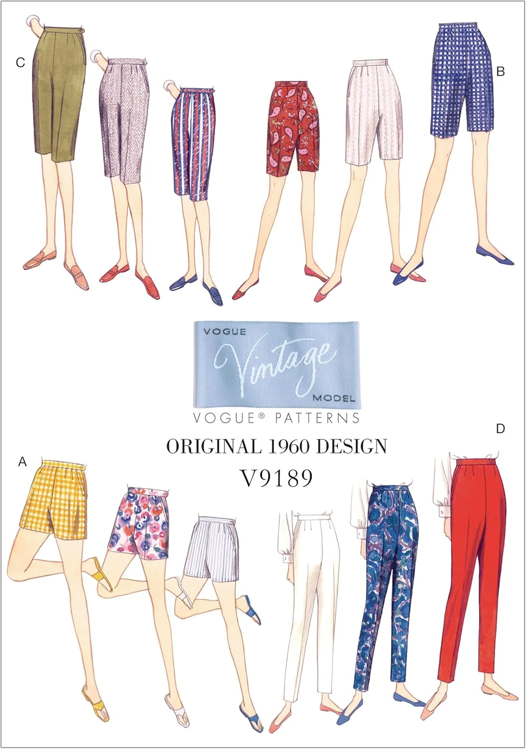 الگوهای Vogue 9189 E5، شورت و شلوار زنانه، سایزهای 14-22، چند رنگ، (14-16-18-20-22)
