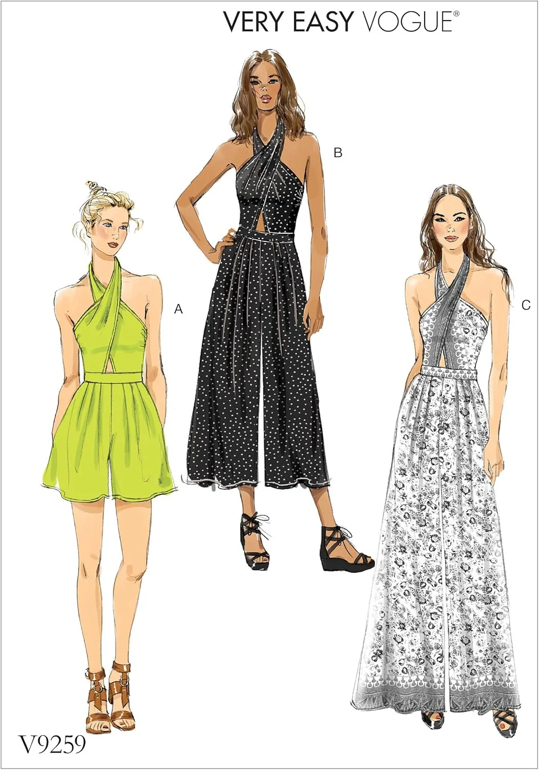 الگوهای Vogue 9259 A5، رامپر و جامپسوت زنانه، سایزهای 6-14، کاغذی، چند رنگ، 15 x 0.5 x 22 سانتی متر