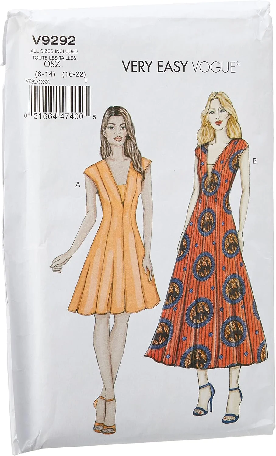 الگوهای Vogue 9292 OS، ژاکت و یقه زنانه، سایزهای 6-22، دستمال کاغذی، چند رنگ، 15 x 0.5 x 22 سانتی متر
