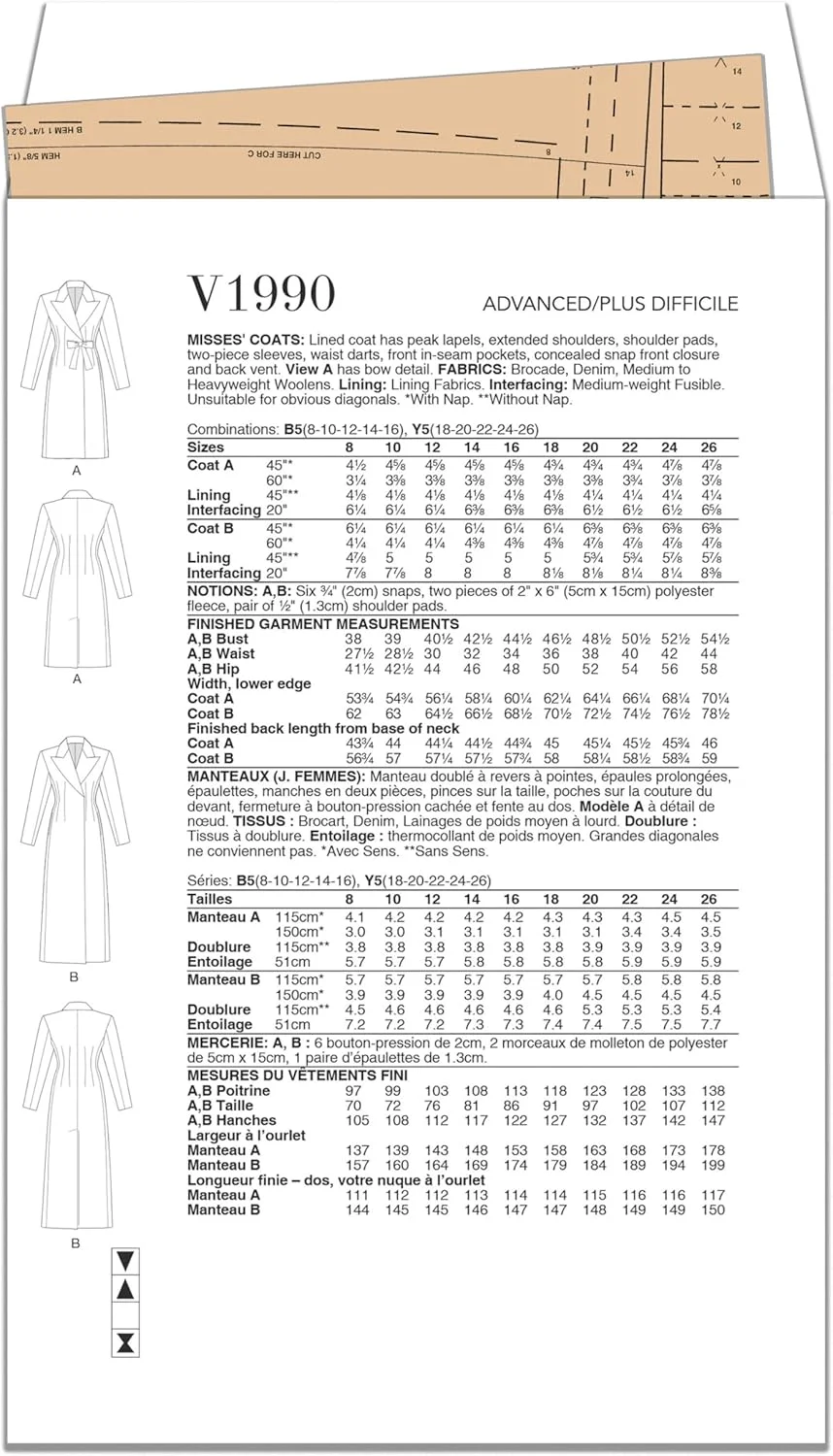 الگوهای خیاطی ووگ، بسته دوخت پالتو زنانه آستر دار، سایزهای 8-10-12-14-16، چند رنگ الگوهای خیاطی ووگ، بسته دوخت پالتو زنانه آستر دار، سایزهای 8-10-12-14-16، چند رنگ