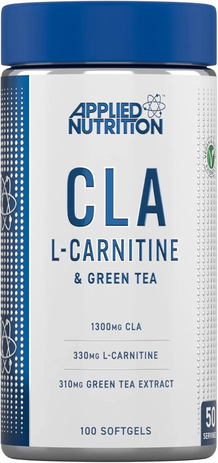 مکمل های غذایی Applied Nutrition CLA L-Carnitine و چای سبز برای کاهش وزن و چربی سوزی، گیاهی، 100 سافت ژل