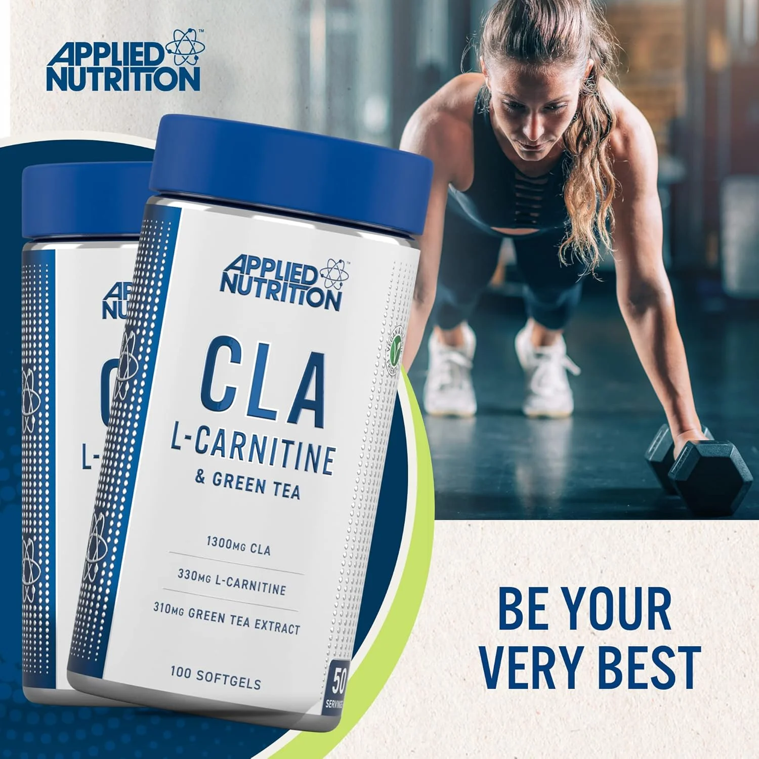 مکمل های غذایی کاهش وزن و چربی سوز CLA ال-کارنیتین و چای سبز Applied Nutrition، گیاهی، 100 سافت ژل