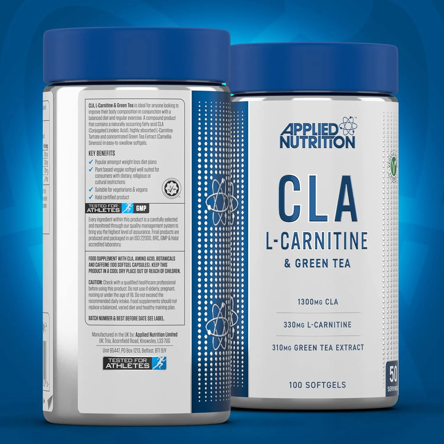 مکمل های غذایی کاهش وزن و چربی سوز CLA ال-کارنیتین و چای سبز Applied Nutrition، گیاهی، 100 سافت ژل
