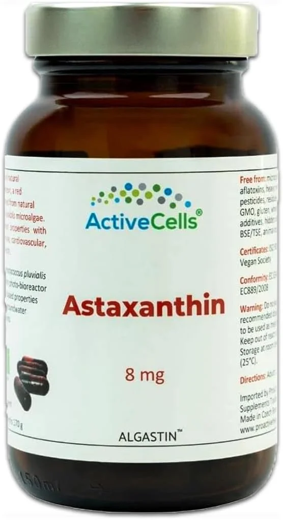 کپسول های آستاگزانتین ActiveCells® 8 میلی گرم 60 عدد برای 2 ماه - مکمل غذایی - آستاگزانتین طبیعی گیاهی - پشتیبانی از سیستم ایمنی بدن - کپسول های وگان فوق العاده خالص و ایمن