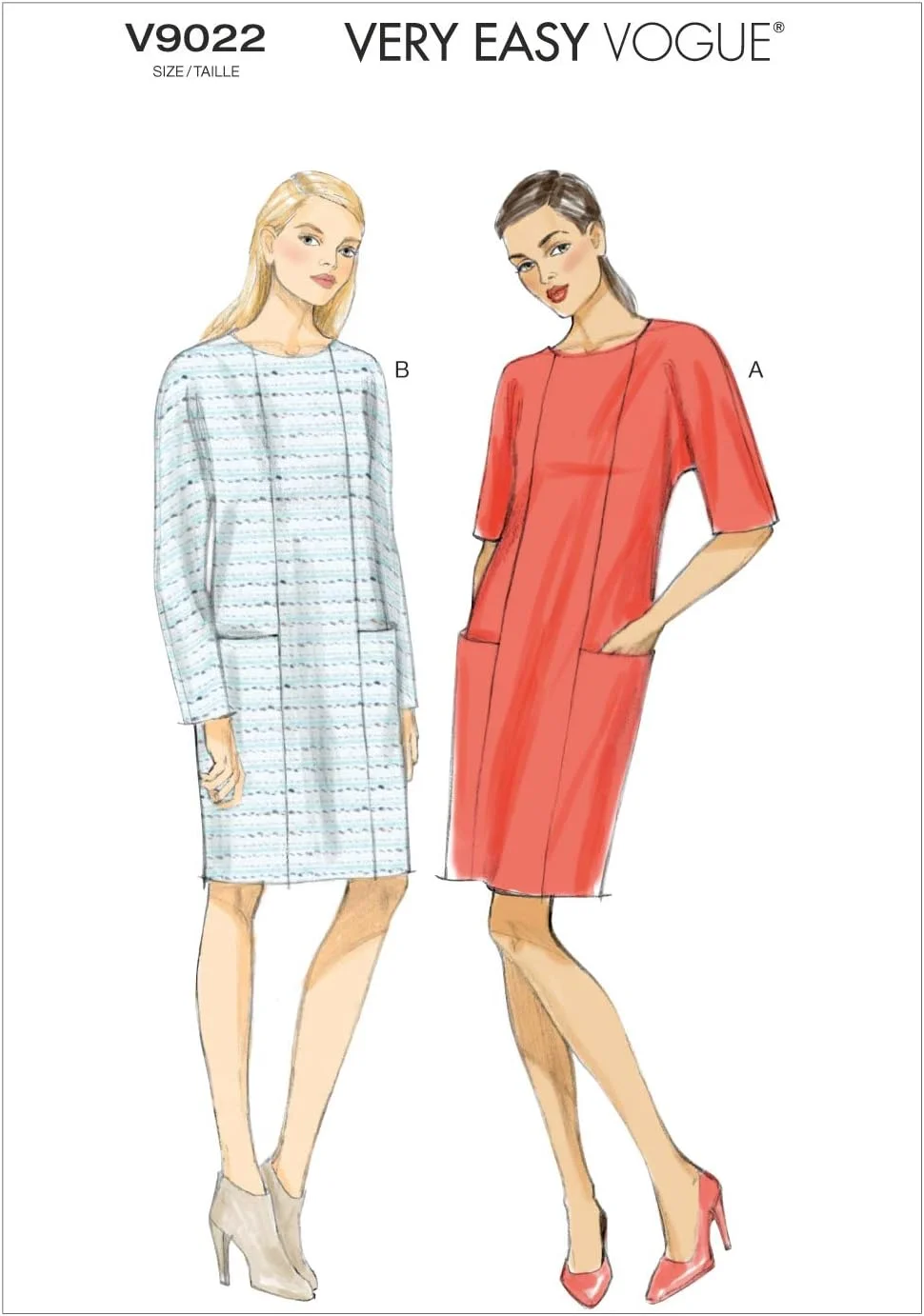 الگوهای Vogue 9022 Y، لباس زنانه، سایزهای XSM(4-6)-SML(8-10)-MED(12-14)، Y (خیلی کوچک-متوسط) ایالات متحده