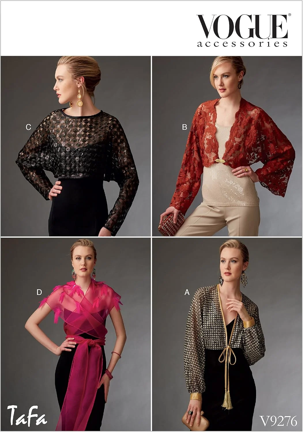 الگوهای Vogue 9276 OS، شال و شنل زنانه، سایزهای S-XL، کاغذی، چند رنگ، 15 x 0.5 x 22 سانتی متر