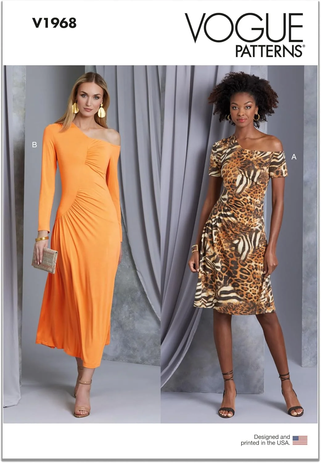 الگوهای Vogue - کیت خیاطی لباس های بافتنی جذب زنانه، کد طراحی V1968، سایزهای 18-20-22-24-26