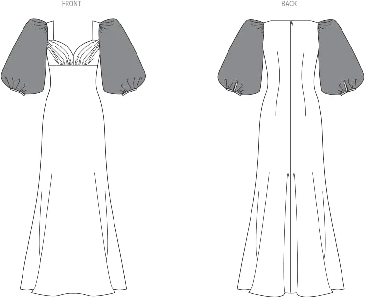 الگوهای خیاطی ووگ، بسته دوخت لباس زنانه تنگ و آستردار توسط Badgley Mischka، کد طراحی V2009، سایزهای 18-20-22-24-26، چند رنگ