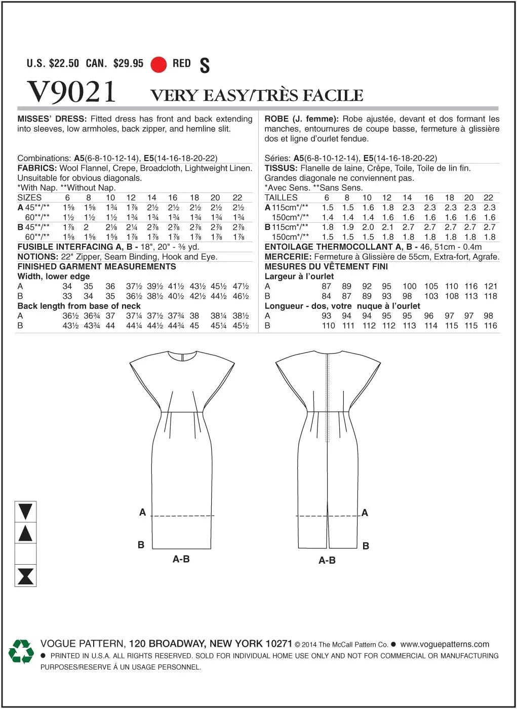الگوهای VOGUE 9021 A5، لباس زنانه، سایزهای 6-8-10-12-14، فلانل الگوهای VOGUE 9021 A5، لباس زنانه، سایزهای 6-8-10-12-14، فلانل