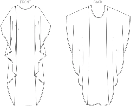 الگوهای Vogue، خیاطی لباس کافتان زنانه چند رنگ 2 تکه