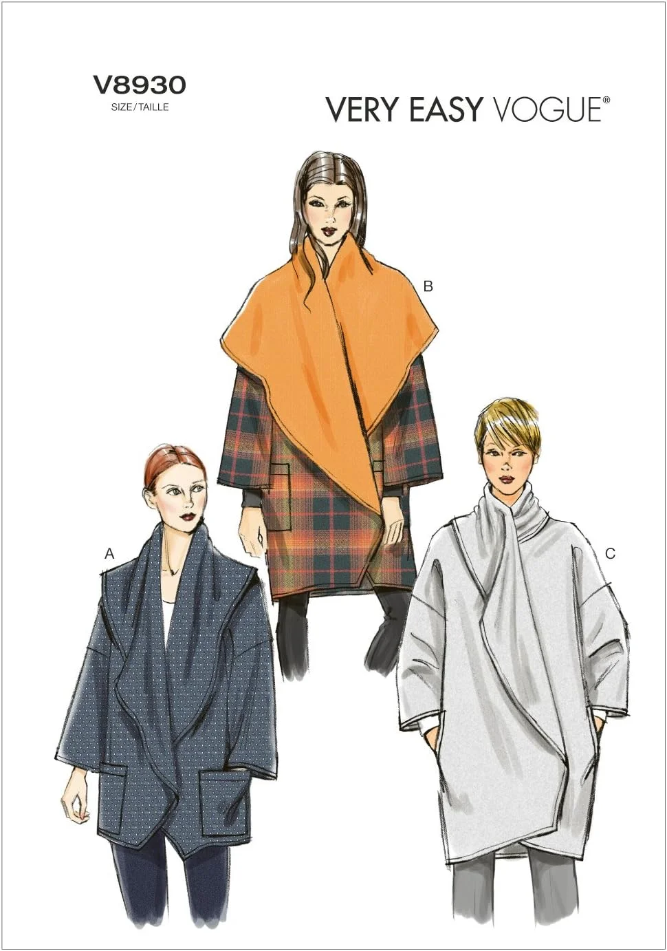 الگوهای Vogue V8930 سایز ZZ بزرگ/خیلی بزرگ/XXL ژاکت زنانه، بسته 1 عددی، سفید