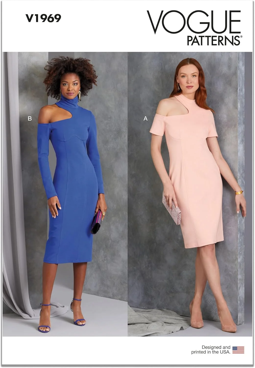 الگوهای Vogue کیت خیاطی لباس های جذب زنانه، کد طراحی V1969، سایز 18-20-22-24-26، چند رنگ