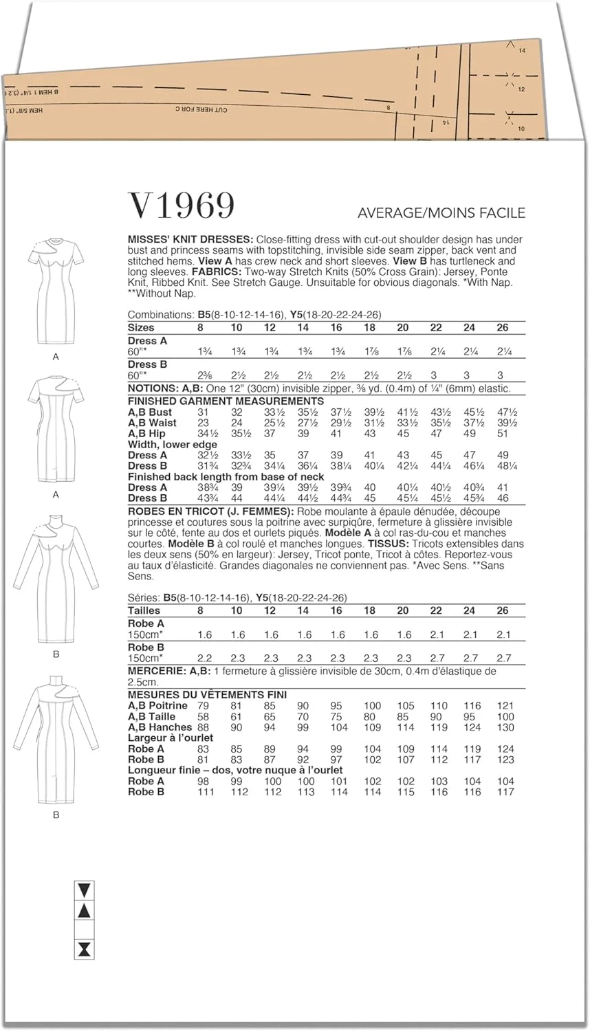 الگوهای Vogue کیت خیاطی لباس های جذب زنانه، کد طراحی V1969، سایز 18-20-22-24-26، چند رنگ الگوهای Vogue کیت خیاطی لباس های جذب زنانه، کد طراحی V1969، سایز 18-20-22-24-26، چند رنگ