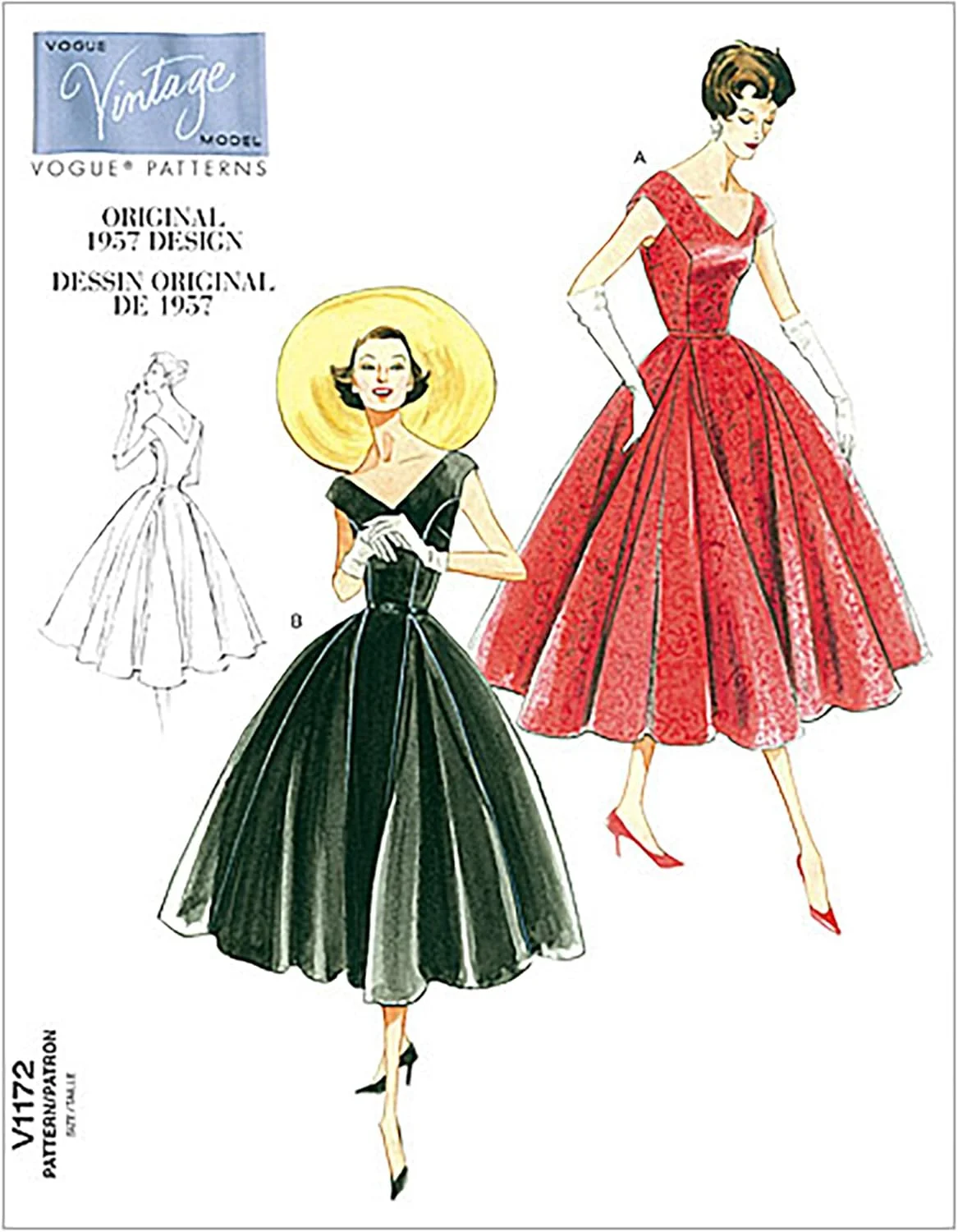 الگوهای Vogue V1172 سایز AA 6-8-10-12 لباس زنانه/زنانه ریزه اندام و کمربند