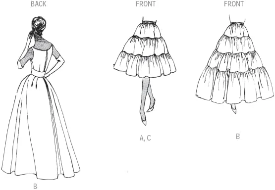 الگوهای Vogue، بسته خیاطی لباس یک تکه و زیردامنی زنانه مدل Vintage 1959، کد طراحی V2003، سایزهای 6-8-10-12-14، چند رنگ