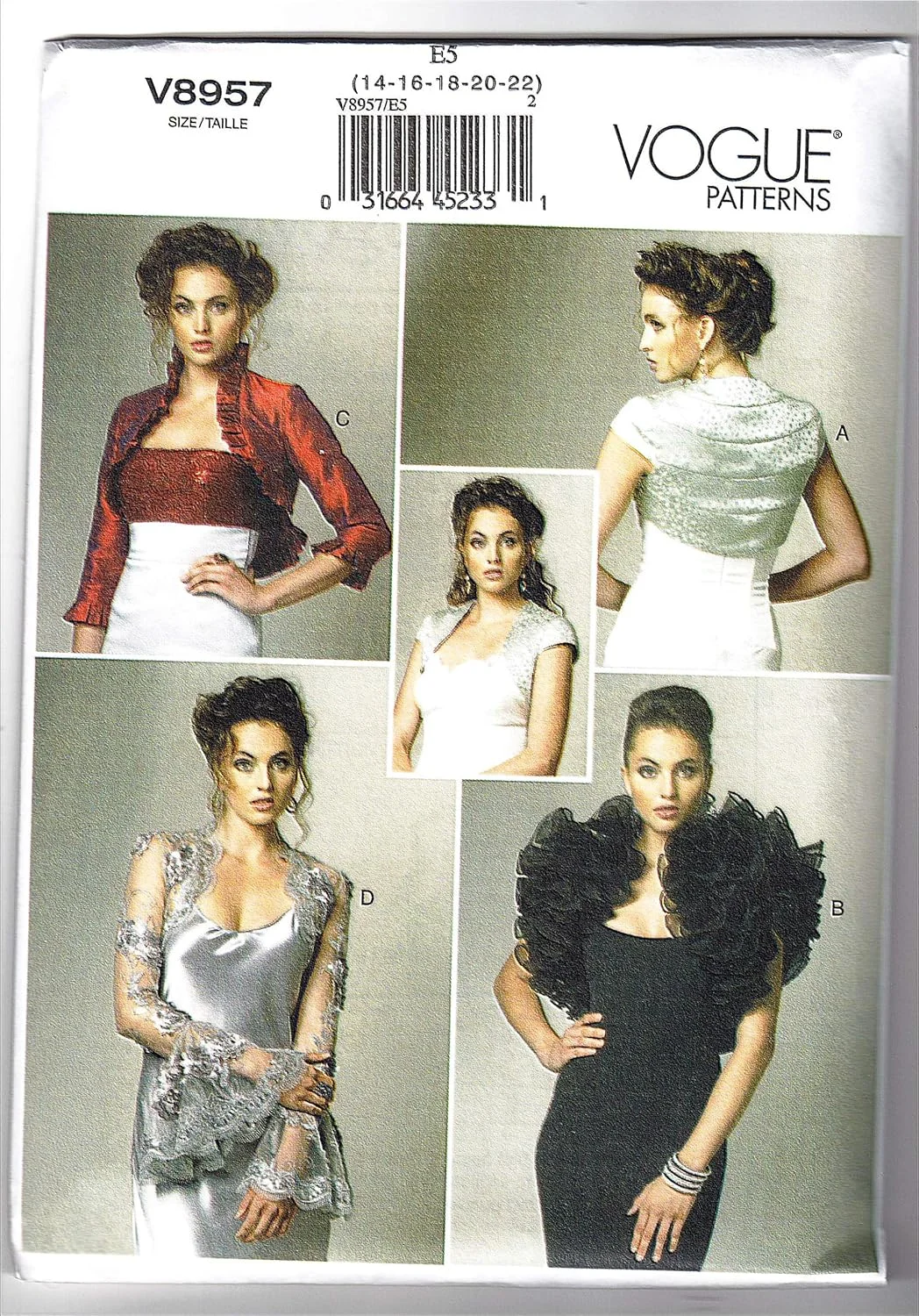 الگوهای خیاطی Vogue مدل VGE 8957 E5 (14-16-18-20-22)، چند رنگ، رنگارنگ