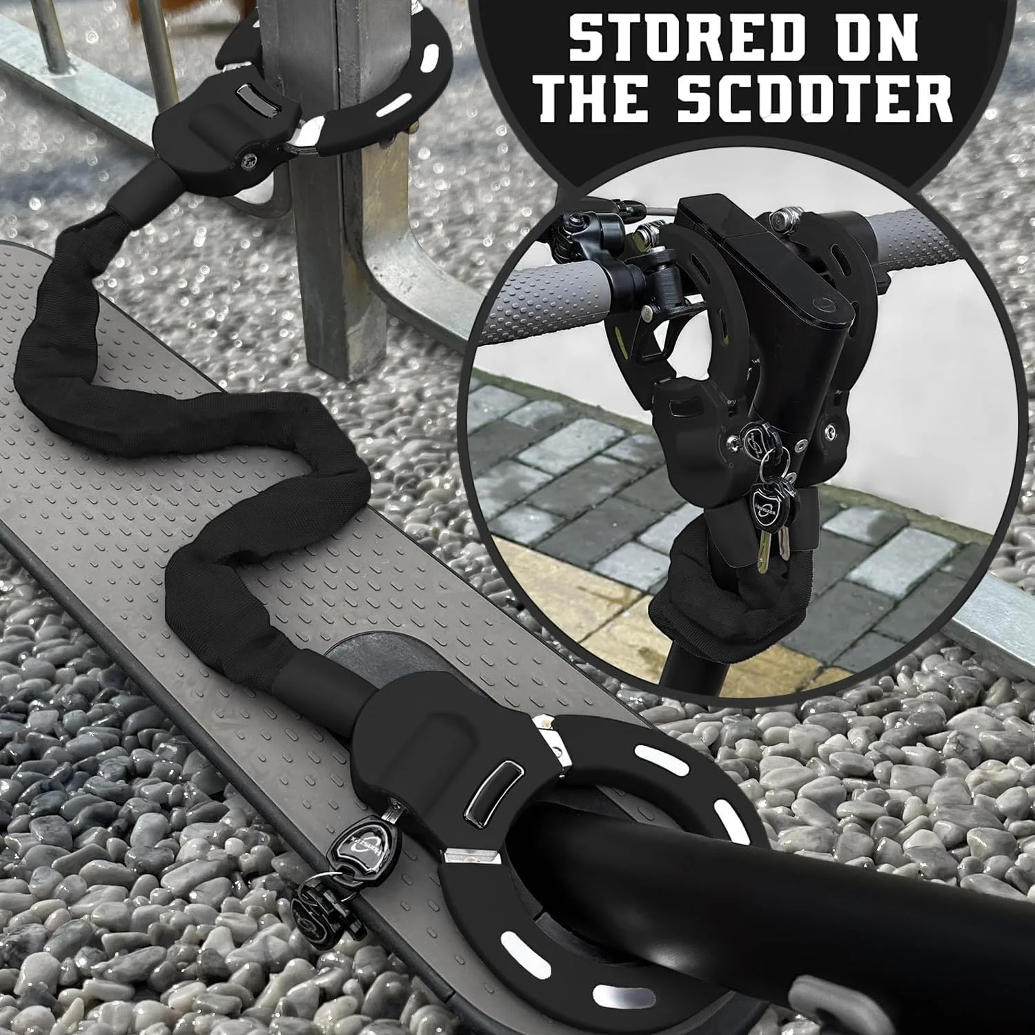 قفل اسکوتر، قفل دوچرخه با امنیت بالا و کلید، زنجیر قفل دوچرخه سنگین، لوازم جانبی برای اسکوتر برقی