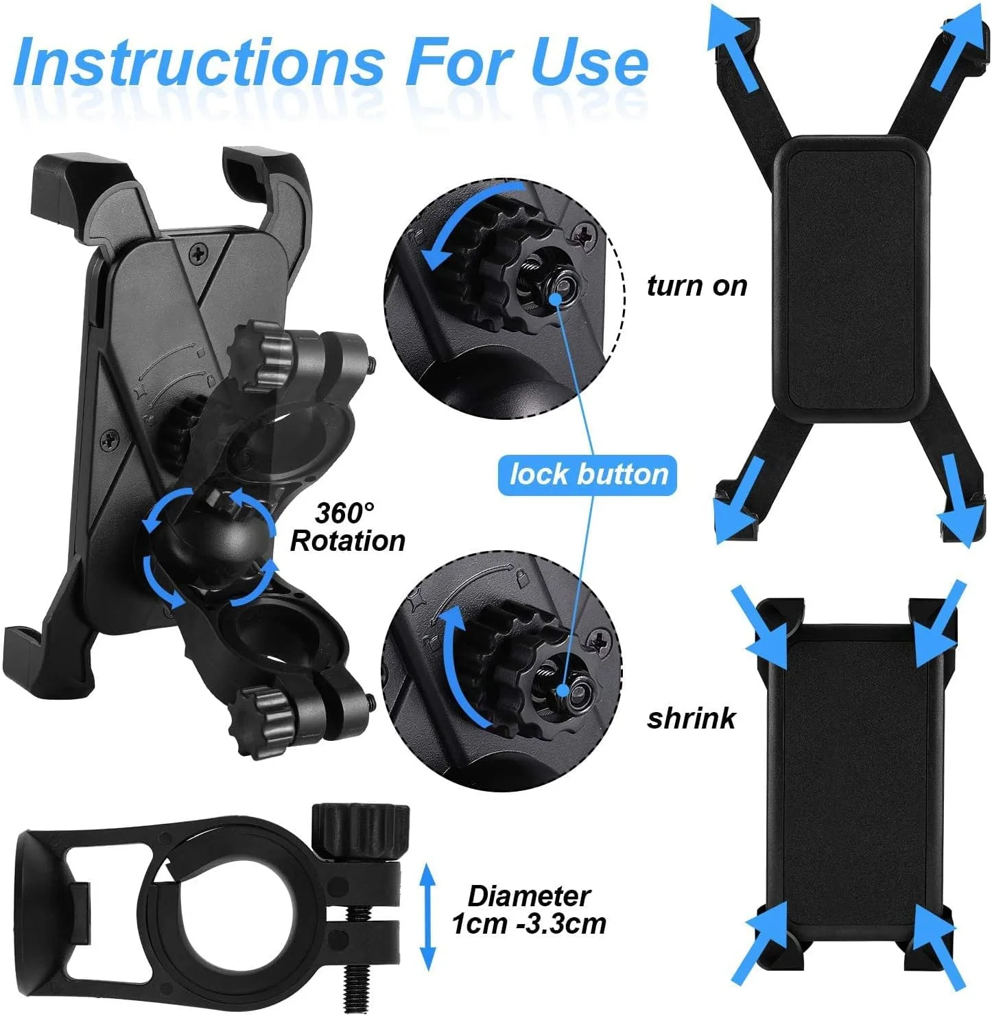 نگهدارنده تلفن دوچرخه ELECDON، دسته حمل دستی قابل حمل، دسته حمل تسمه ای، تسمه بانداژی، لوازم جانبی حمل اسکوتر، برای Xiaomi M365 Mi، برای اسکوتر برقی، دوچرخه
