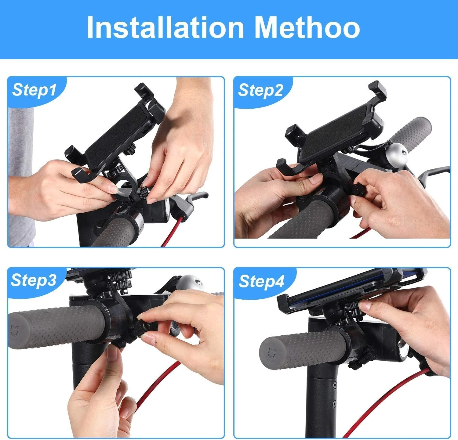 نگهدارنده تلفن دوچرخه ELECDON، دسته حمل دستی قابل حمل، دسته حمل تسمه ای، تسمه بانداژی، لوازم جانبی حمل اسکوتر، برای Xiaomi M365 Mi، برای اسکوتر برقی، دوچرخه