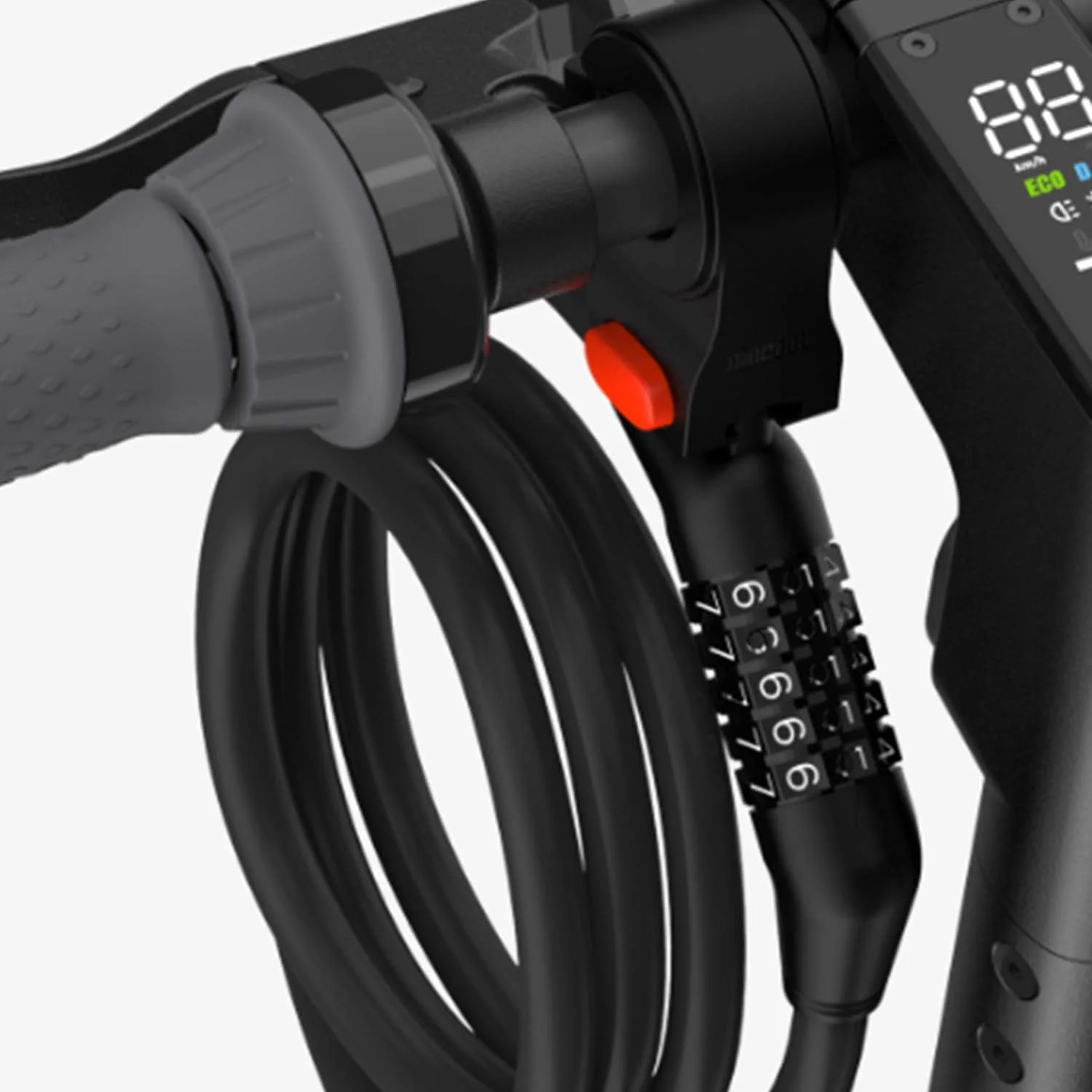 قفل کابلی ترکیبی 5 رقمی Segway-Ninebot برای دوچرخه و اسکوتر، مشکی، بزرگ