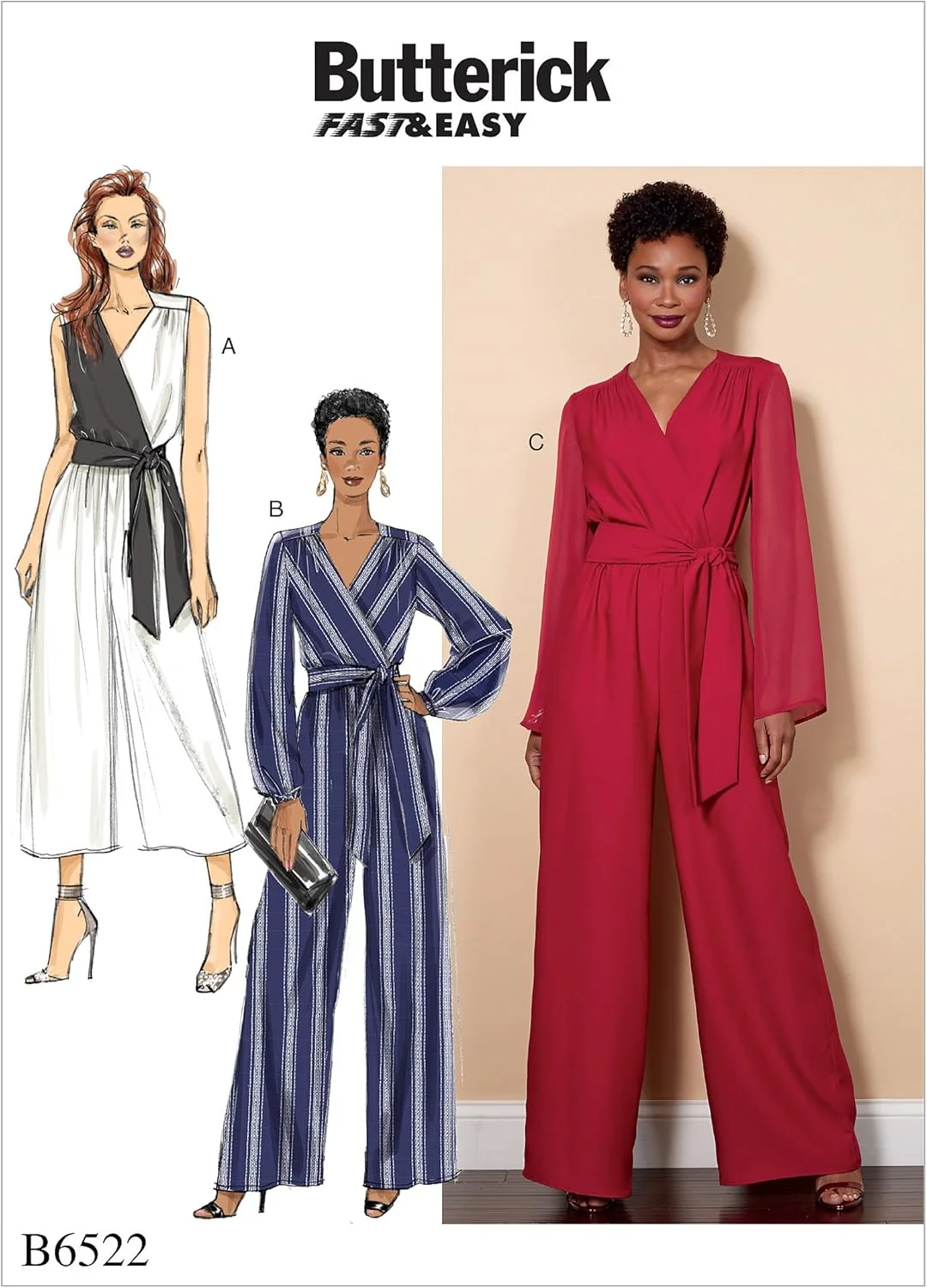 الگوهای خیاطی باتریک 6522 B5 مخصوص بانوان: الگوی دوخت جامپسوت و کمربند، کاغذی، چند رنگ، 17 x 0.5 x 22 سانتی متر