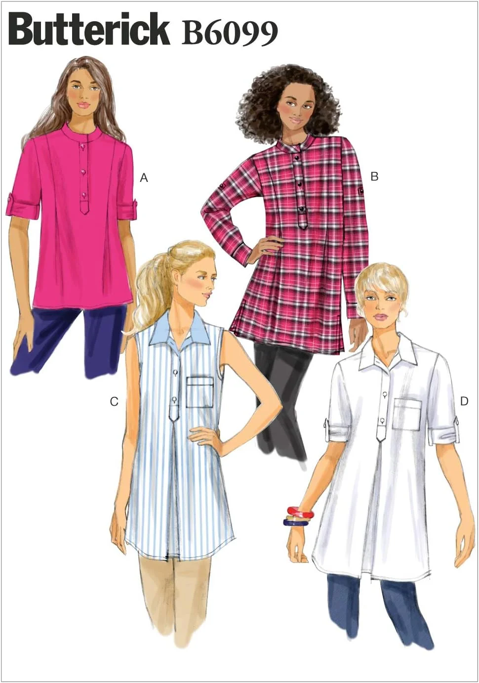 الگوهای خیاطی باتریک 6099 سایزهای Y خیلی کوچک 4-6/ کوچک 8-10/ متوسط 12-14 تونیک زنانه